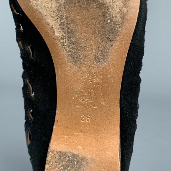 MARNI Size 6 Black Cut Out Suede Flats - Picture 7 of 7